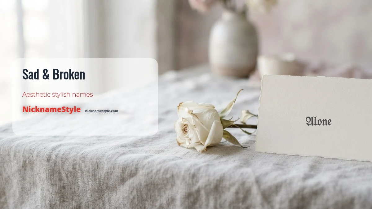 Sad aesthetic stylish names — NicknameStyle Sad and broken aesthetic stylish names with wilted rose and faded font symbols to copy